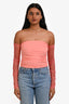 Helmut Lang Pink Mesh Ruched Tube Top + Detachable Sleeves Size S