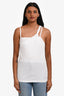 Helmut Lang White Cotton Ribbed Asymmetrical Tank Top Size M