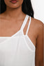 Helmut Lang White Cotton Ribbed Asymmetrical Tank Top Size M