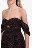 Self-Portrait  Navy/Red Floral Printed Off Shoulder Ruched Mini Dress Size 6 US
