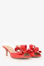 Valentino Red Patent Leather Bow Embellished Mules Size 37.5