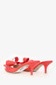Valentino Red Patent Leather Bow Embellished Mules Size 37.5
