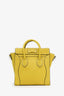 Celine Yellow Leather Nano Luggage Bag With Strap