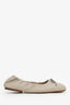 Brunello Cucinelli Cream Leather Beaded Bow Flats Size 39