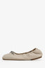Brunello Cucinelli Cream Leather Beaded Bow Flats Size 39