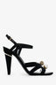 Pre-Loved Chanel™ Black Satin Pearl/Embellished CC Strappy Heels Size 40