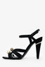 Pre-Loved Chanel™ Black Satin Pearl/Embellished CC Strappy Heels Size 40