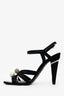 Pre-Loved Chanel™ Black Satin Pearl/Embellished CC Strappy Heels Size 40