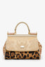 Dolce & Gabbana Brown Leopard Sequin Small Sicily Top Handle