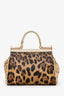 Dolce & Gabbana Brown Leopard Sequin Small Sicily Top Handle