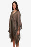Brunello Cucinelli Gold Metallic Linen Fringe Poncho