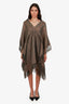Brunello Cucinelli Gold Metallic Linen Fringe Poncho