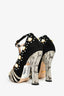 Gucci Black Suede Pearl/Crystal Embellished T-Strap Heels Size 36.5