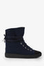 Pre-Loved Chanel™ Navy/Black Fabric Toe Cap Lace Up Boots Size 35.5