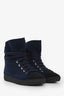 Pre-Loved Chanel™ Navy/Black Fabric Toe Cap Lace Up Boots Size 35.5