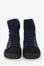 Pre-Loved Chanel™ Navy/Black Fabric Toe Cap Lace Up Boots Size 35.5