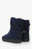 Pre-Loved Chanel™ Navy/Black Fabric Toe Cap Lace Up Boots Size 35.5