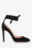 Gianvito Rossi Black Suede Leather Ballerina Lace-Up Heels Size 36
