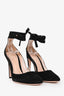 Gianvito Rossi Black Suede Leather Ballerina Lace-Up Heels Size 36