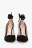 Gianvito Rossi Black Suede Leather Ballerina Lace-Up Heels Size 36