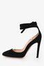 Gianvito Rossi Black Suede Leather Ballerina Lace-Up Heels Size 36