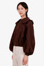 Kiki Vargas Brown Ruffle Trim Collar Zip-Up Jacket Size XS
