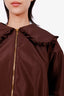 Kiki Vargas Brown Ruffle Trim Collar Zip-Up Jacket Size XS