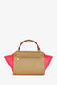 Celine Taupe/Pink Leather Bicolour Medium Trapeze Top Handle With Strap