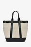 Veronica Beard Beige Canvas/Black Leather Tote With Strap