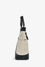Veronica Beard Beige Canvas/Black Leather Tote With Strap