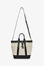 Veronica Beard Beige Canvas/Black Leather Tote With Strap