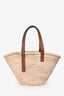 Loewe Navy/Brown Raffia Medium Basket Tote Bag