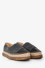 Pre-Loved Chanel™ Grey/Black Leather Interlocking CC Logo Espadrilles Size 39