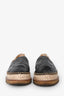 Pre-Loved Chanel™ Grey/Black Leather Interlocking CC Logo Espadrilles Size 39