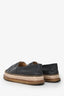 Pre-Loved Chanel™ Grey/Black Leather Interlocking CC Logo Espadrilles Size 39