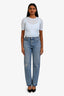 Agolde Light Blue High Rise Distressed Cuff Ripped Knee Jeans Size 25