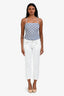 R13 White Distressed Hem Crop Jeans Size 25