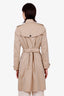 Burberry Beige Check Trench Coat with Belt Size 4