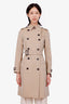 Burberry Beige Check Trench Coat with Belt Size 4