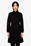 Burberry Black Check Trench Coat with Belt Size 4