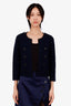 Theory Navy/Black Cotton Knit Open Jacket Size L