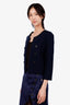 Theory Navy/Black Cotton Knit Open Jacket Size L