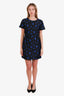MSGM Black/Blue Star Mesh Shift Dress Size 46