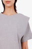 Frankie Shop Grey Ribbed Shoulder Pad T-Shirt Size L