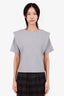 Frankie Shop Grey Ribbed Shoulder Pad T-Shirt Size L