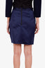 Self Portrait Navy Blue Satin Asymmetrical Lace Mini Skirt Size 8