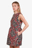 Red Valentino Red/Black Jacquard Sleeveless Mini Cocktail Dress Size 46