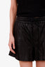 Helmut Lang Black Lambskin Leather Drawstring Mini Shorts Size S