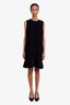 Victoria By Victoria Beckham Black Shift Dress with Pleated Hem Size 8