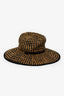Lele Sadoughi Brown/Black Checkered Straw Wide Brim Hat